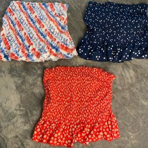 3 multi color crop tops.